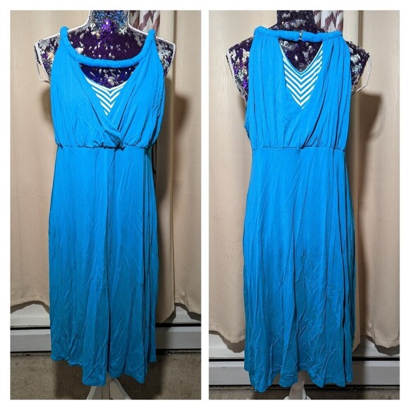 Lane Bryant 14/16 Blue White Strapless Mini Dress - Picture 1 of 4